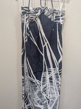 LOFT Navy Abstract Botanical Halter Maxi Dress - Size 0P
